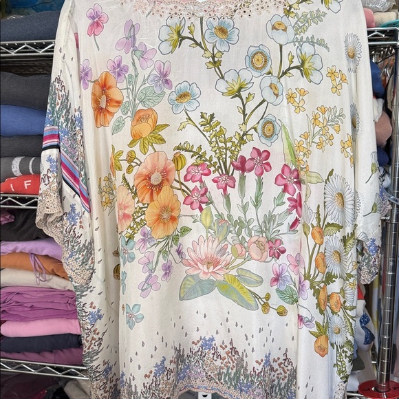 JOHNNY WAS FAIDRA SILK FLORAL TUNIC TOP EUC sz XXL - Picture 6 of 11